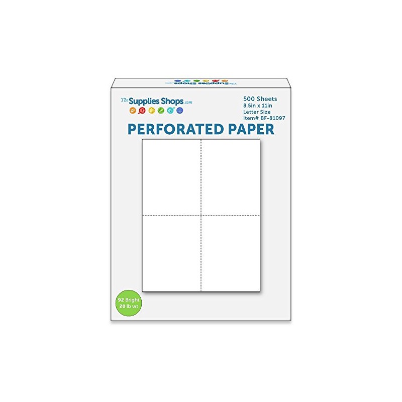 Perforated Paper, Two Perforations to Quarter the Sheet on White