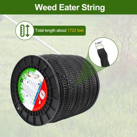 Misfart Weed Eater String .095" 5lb by-1722-Ft Twist Commerical String Trimmer Lines Black Diamond Twisted Trimmer Line for Echo Weed Wacker String Trimmer Model SRM-266, 330095073