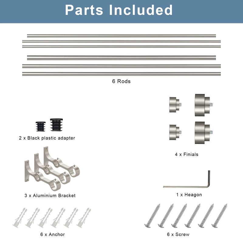 Heavy Duty Double Curtain Rods with Cylindrical Cap Finials -