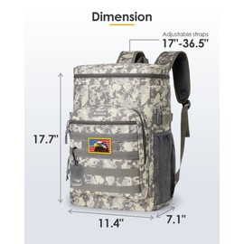 TACTICISM Backpack Cooler 38 Cans Tactical Lunch Backpack for Men Work - Molle Soft Cooler Backpack Insulated Waterproof Leak Proof - Camping Beach Kayaking Hiking Fishing Accessories - ACU Camo