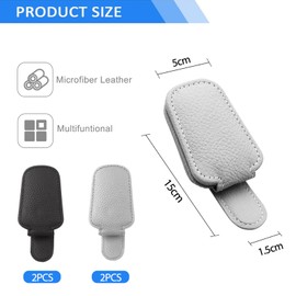 MOAZIFI 4er Pack Auto Brillenhalter für Sonnenblende - Magnetische Sonnenbrillenhalter Auto Zubehör mit Premium PU-Leder, Schwarz und Grau