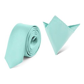 Ladeheid Men's Narrow Tie and Pocket Square Set SP/P (150 cm x 5 cm, 22 cm x 22 cm) -