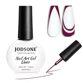 JODSONE 10ml Nail Art Gel Liner Dark Red Gel Nail polish at Home Salon Design with Thin Brush Need U V Lamp Cured