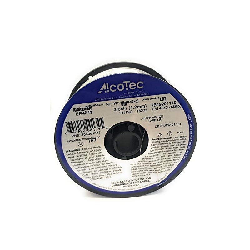 ALCOTEC ER4043 Spool general purpose aluminum welding wire size (3/64"