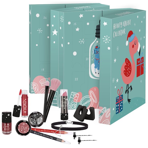fesh! - Cosmetic advent calendar for teens, all for you, 24 beauty and make-up surprises, highlights for eyes, lips and face, in elegant box, special gift idea for young women