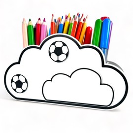 KAJAWIS Pencil Organiser, Children's Organiser, Eco-Friendly, Pen Holder, Cloud, Desk, Pencil Box (Black_ball)