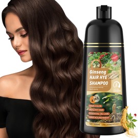 Hair Dye Shampoo 3 in 1 for Women & Men 100% Gray Hair Coverage - Herbal Ingredients Natural Plant Hair Color - Hair Dye in Minutes 500ML （Dark Brown）