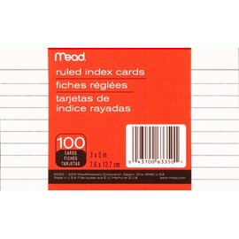 Mead Ruled Index Cards, 3 x 5 Inches, 100 Count of Index Cards (12 Pack) (63233)