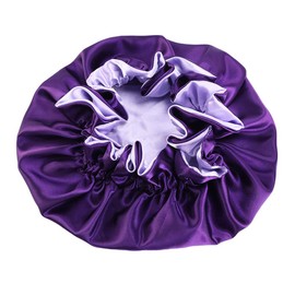 JK Home Women Bonnet Double Layered Adjustable Sleep Cap Reversible Night Sleeping Hat Hair Turban Purple