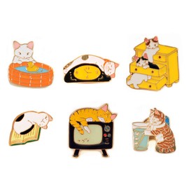 Cartoon Lapel Brooch Set Novelty Cute Cat Kitten Pins Badges For Women Children Clothing Backpacks Decor (Cat Set)