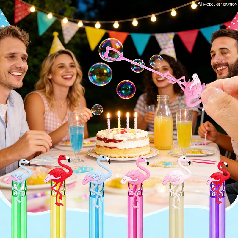 24 Pcs Flamingo Bubble Wands, Luau Party Favors & Goodie