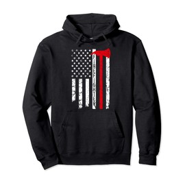 Thin Red Firefighter Line Fire Axe Pullover Hoodie