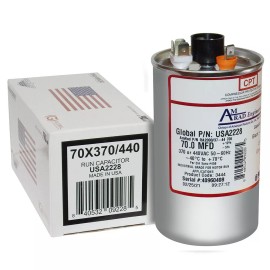 Amrad 70 MFD x 370 / 440 VAC Round Run Capacitor AmRad USA2228 - Made in the USA