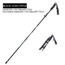 Trekking Poles - 1pc Sports Aluminium 7075 Anti Shock Walking Trekking Hiking Stick Pole,Ultralight Alpenstock,Adjustable Quick,Single Collapsible Pole (Black, 130cm(Fits 5.6′to 6.2′))