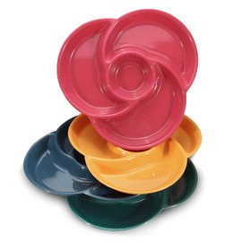 LELE LIFE 4Pcs Divided Serving Tray, Reusable Veggie Tray Appetizer Platter for Fruit Snack Vegetable Cracker Chips and Dip, Relish Dish for Party Entertaining,4 Compartments