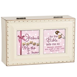 Cottage Garden This I Know The Bible Tells Me Matte Ivory Jewelry Music Box Plays Jesus Loves Me