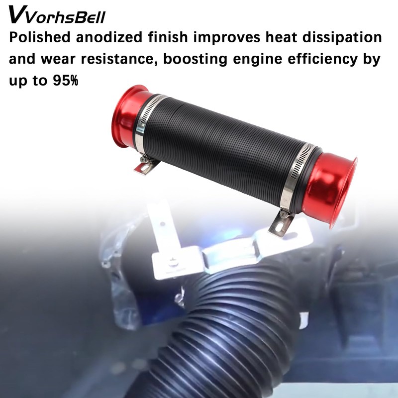 VVORHSBELL 76mm Cold Air Intake Hose Universal 3" Expandable Aluminium