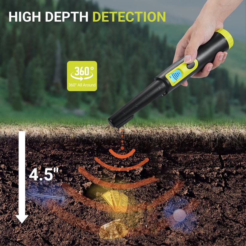 Metal Detector Pinpointer for Adults & Kids IP68 Waterproof 360°