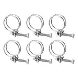 sourcing map 6Pcs Double Wire Hose Clamp, 38-42mm Adjustable Stainless Steel Wire Hose Clips with M8 Bolt for Dust Collection Hose, Pump Hose Pipe