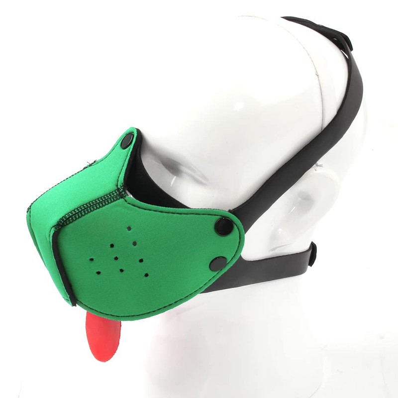 Neoprene Puppy Face Muzzle Dog Hood Mask Play Hoods Green
