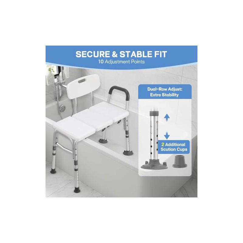 TABEKE Tub Transfer Bench for Bathtub, Tool Free Assembly Shower