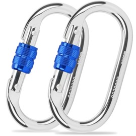 Kvittra Auto Locking Carabiner Heavy Duty Carabiner, Carabiner Clips(25KN=5600 lbs), Large Carabiner Clip for Keychains,Hammock,Camping, Gym, Hiking, Outdoor,Dog Leash (Silver 2 Pcs)