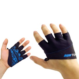 RUNTOP Partial Workout Gloves Micro Weight Lifting Grips with Silicon Padding Exercise Cross Training Gloves for Women Men WODS Bodybuilding Powerlifting Gym Fitness (Blue, L)
