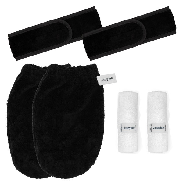 6-teiliges Make-up-Set – 2x Kosmetik Haarband, 2x Waschhandschuh & 2x