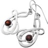 Garnet Abstract Fish Wire Frame 925 Sterling Silver Earrings, 1/2"