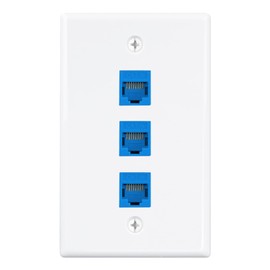 Iwillink (1-Pack) 6-Port Ethernet Wall Plate, Keystone Jack Wall Plate with RJ45 Keystone Inline Coupler insert, Female to Female Cat6 Keystone Jack Wall Plate, Blue
