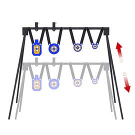 ATFLBOX AR500 Steel Target for Shooting Stand System Set, 63 Inch Adjustable Height, 3/8'' Thick 7''x12'' Silhouette and 4'' 6'' 8'' Gong Targets, 10pcs Paper Targets and Target Holder Expansion Kit