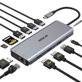 USB C Docking Station Type C Docking Station HDMI, 2 x 13 in 1, Aluminum USB Hub, 2 x 4K HDMI + DP+USB C3 Screen Mode Output, Triple Display Support, Typec Hub, 100W Power Output, 6 x USB Ports,
