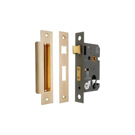 Infinity Decor CE Approved 2.5” Satin Brass Euro Profile Mortice Sash Lock Set Cylinder Keyhole Security– for Internal and External Doors