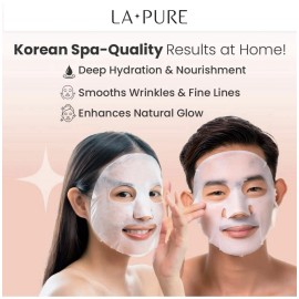 LA PURE Snail Mucin Mask – 10Ct Korean Sheet Mask Pack for Signs of Aging, Aid Skin Repa