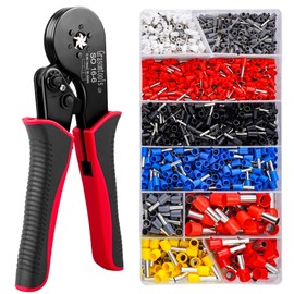 Ferrule Crimping Tool Kit, Self-Adjusting Hex Wire Crimping Pliers for 0.08-16mm² with 1200 Pieces Wire End Terminals, Wire End Ferrules (16-6 Crimper Kit)