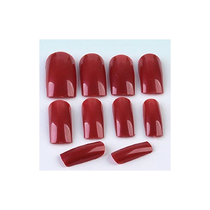 ENFORTEN 500pcs Dark Red ABS Plastic French Full False Fake