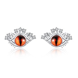Evil Eye Earrings 925 Sterling Silver Boho Evil Eye Women's Stud Earrings with Zircon Jewellery Gift for Girls, Sterling Silver