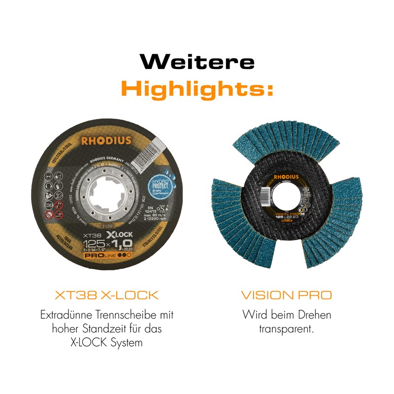 RHODIUS XT70 X-LOCK | Pack of 25 Diameter 125 mm