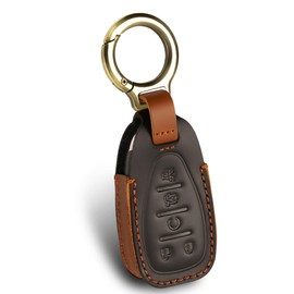 Riasot Leather Key Fob Cover Full Protector Compatible with Malibu Equinox Traverse Camaro Cruze Blazer Volt Bolt (BLACK)