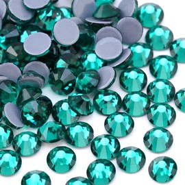 Jollin 2880pcs Hotfix Crystal Flatback Rhinestones Glass Diamantes Gems for Crafting Art Crafts Decorations Clothes Shoes 4.0mm SS16 Peacock Green
