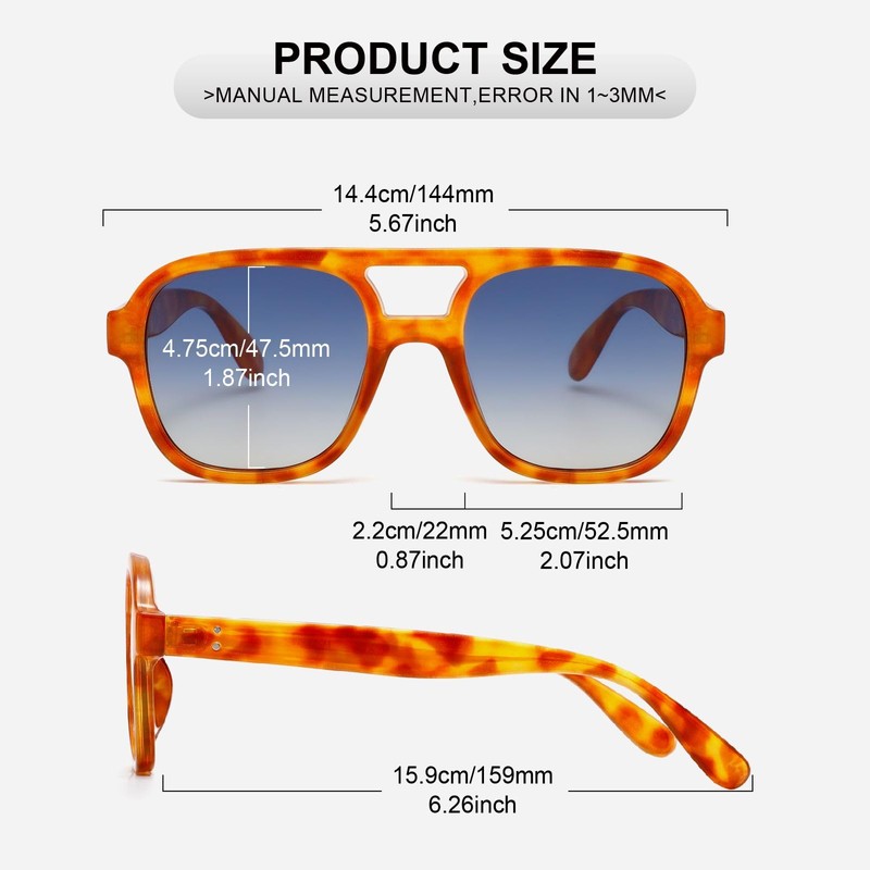 Retro Sunglasses for Women Men Classic 70s Vintage Trendy Aviator
