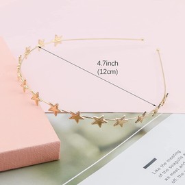 DonLeeving 2 Pcs Five-pointed Star Headbands, Alloy Headband, Bridal Hair Hoop Wedding Hair Accessories Ornaments for Elegant Women Girls, For Birthday Valentines Day (Gold)