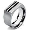 Men's Bold Titanium Pinky Ring Bands with Resin Inlay, Brushed