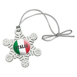 GRAPHICS & MORE Italia Italy Italian Flag Metal Snowflake Christmas Tree Holiday Ornament