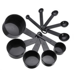 XUNQUCOM 10-Piece Plastic Measuring Cups Black
