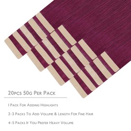 WENNALIFE Tape in Hair Extensions Human Hair, 20pcs 10 inch 0g Light Burgundy Real Human Hair Tape Extensions Remy Tape Hair Extensions Straight Hair Extensions