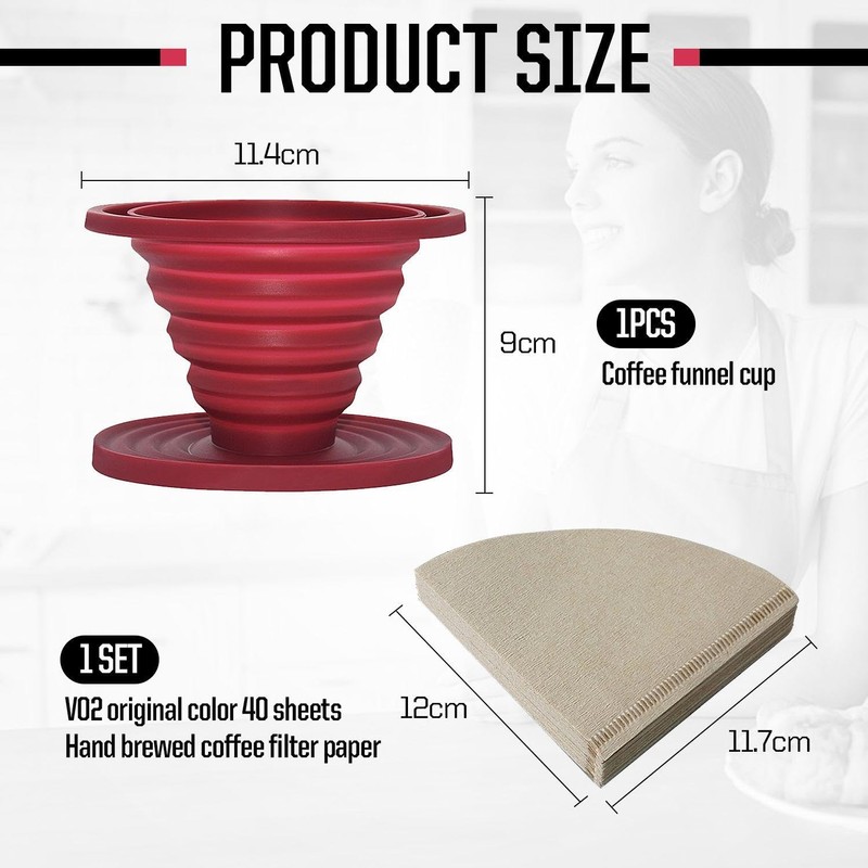 1 Piece Coffee Funnel Cup, 40 Coffee Filters, Coffee Dripper,