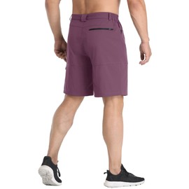 MAGCOMSEN Fishing Shorts for Men Quick Dry Cargo Shorts Work Summer Shorts Outdoor Hiking Shorts Purple Red,34