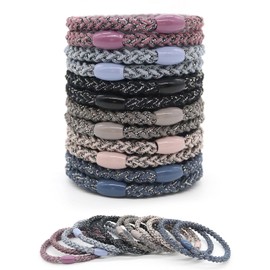 JUKOTA 12 Stück Elasitc Hair Tie for Women Girls, Cotton Bands Soft Woven Ponytail Holders for Thick Hair and Curly Hair, Mixed Colors