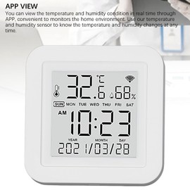 Temperature and Humidity Sensor, Wireless Digital Hygrometer Thermometer with LED Indicator, Remote App Monitoring and Control, for Living Room, Bedroom, Closet, Wine Cooler